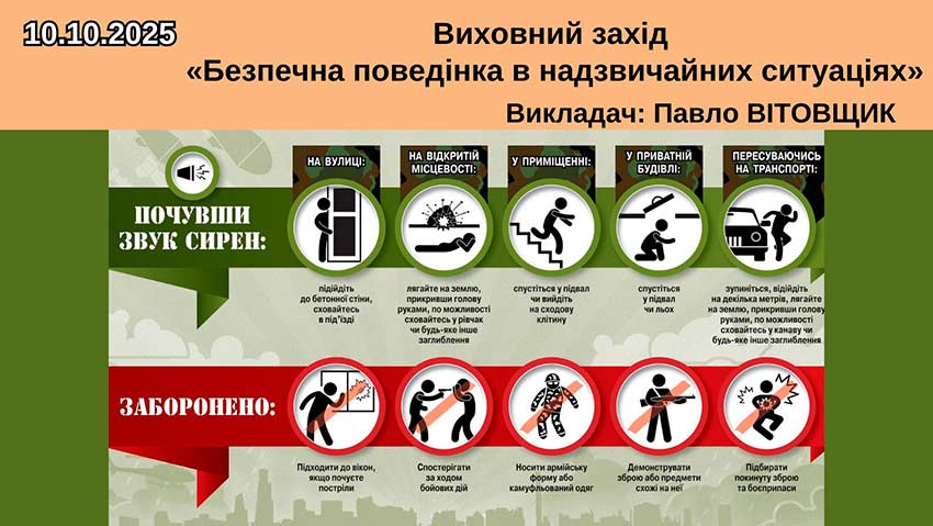 Знання рятують життя. Будь готовий — дій правильно!