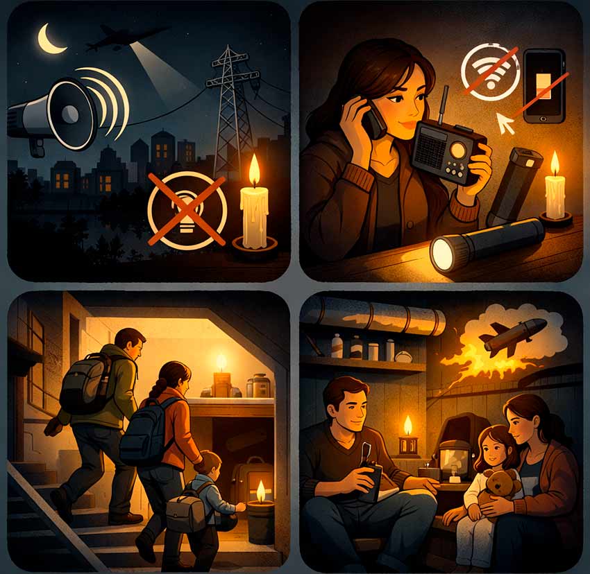 Порядок дій у разі оголошення сигналу «Повітряна тривога» в умовах відключення електропостачання